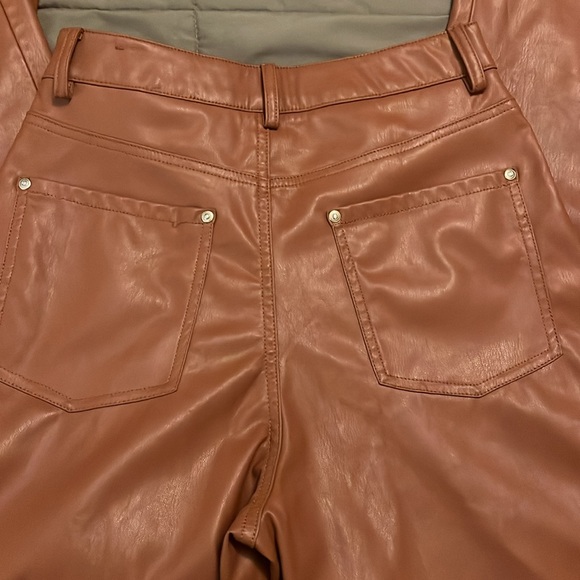 Zara vegan leather wide leg pants 4 - Picture 8 of 9